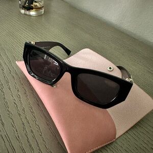 Miu Miu Black and Pink Sunglasses Bold Rectangular Frame